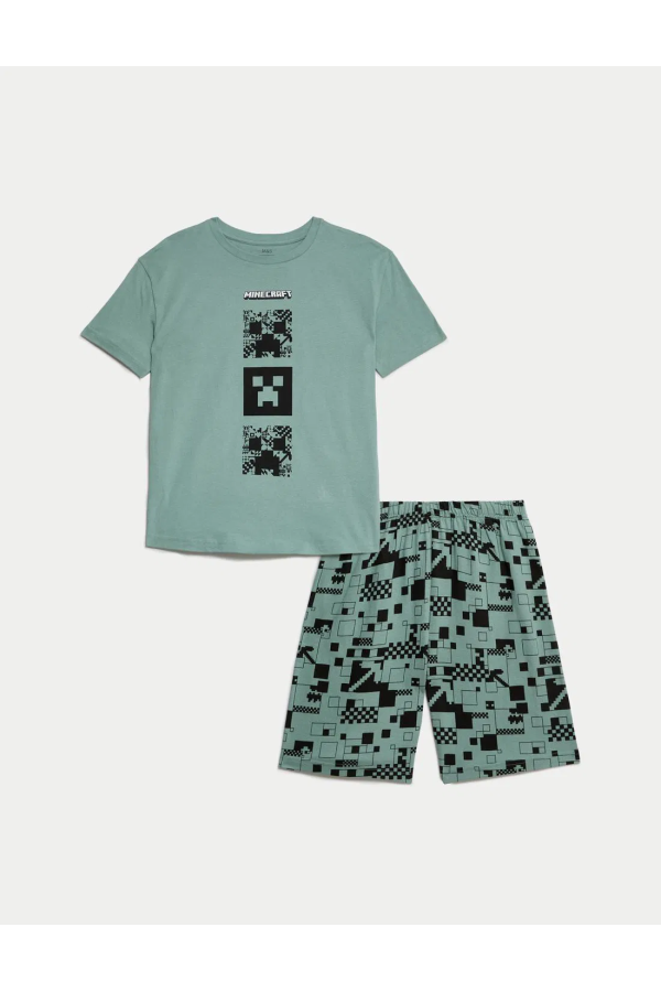 Minecraft™ Pajama Set with Pure Cotton Shorts