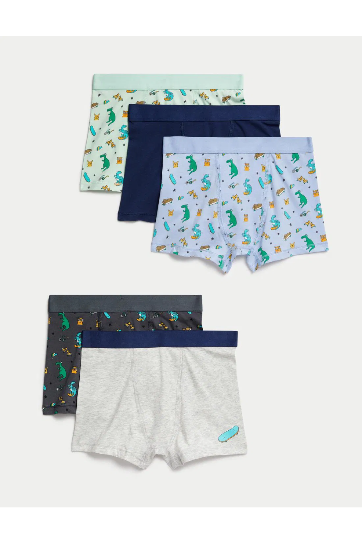 Dinosaur Patterned 5-Pack Trunk Panties