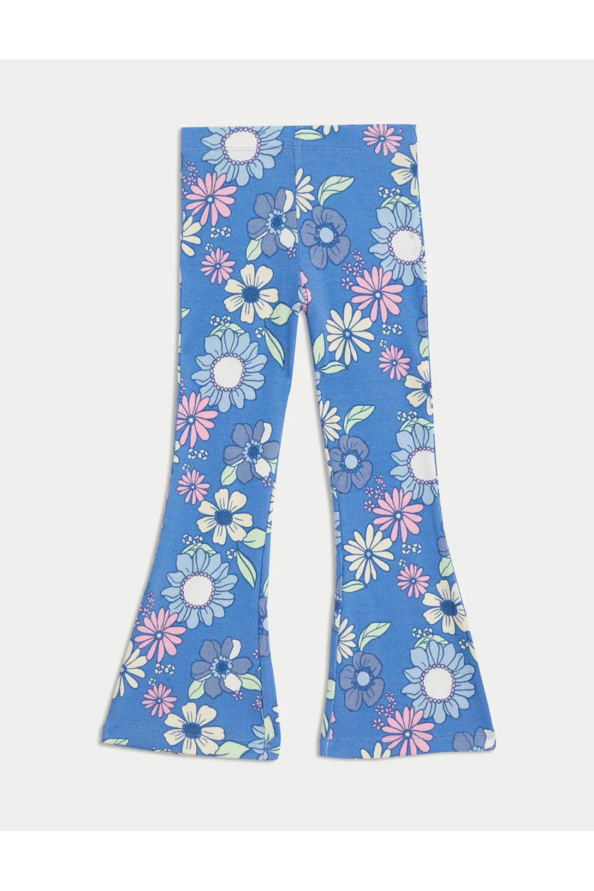 Floral Patterned Corduroy Flare Fit Trousers