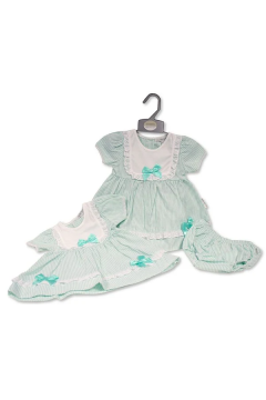 Baby Girls 2 pcs Dress Set with Lace and Bow (NB-6 Months)