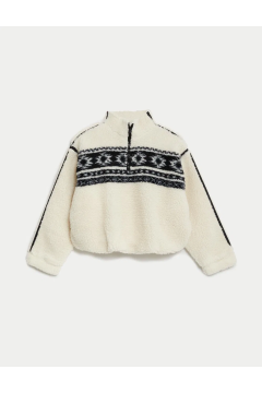 Patterned Borg Fleece Sweatshirt