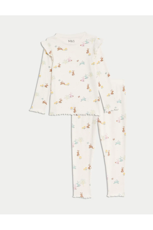 Pure Cotton Rabbit Patterned Pajama Set 