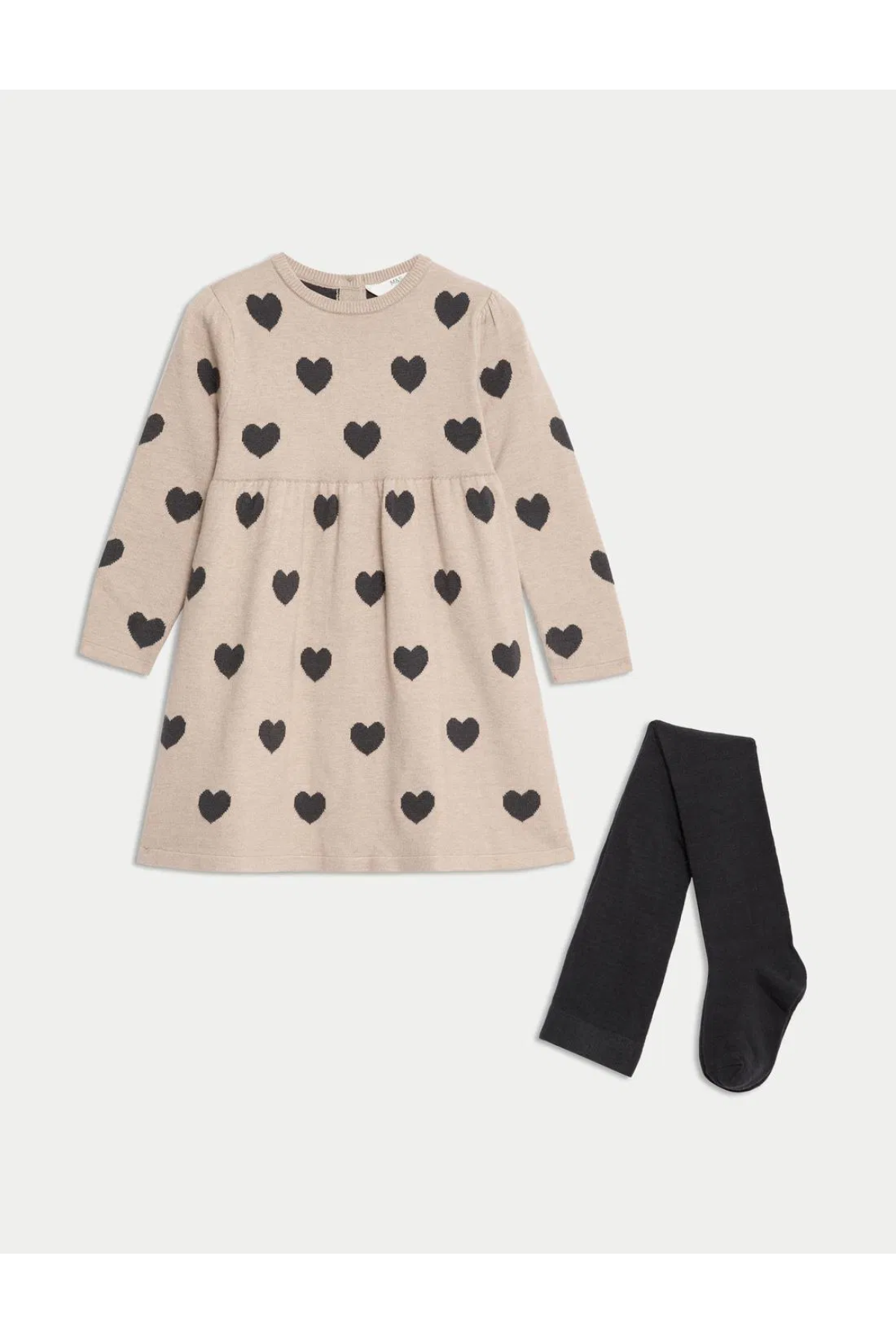 Heart Patterned Tights Knitted Dress