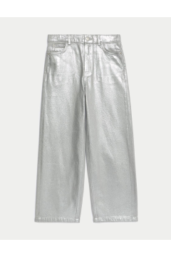 Metallic Wide Leg Jeans