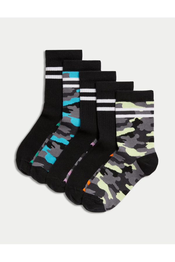 Set of 5 Camouflage Patterned Socks