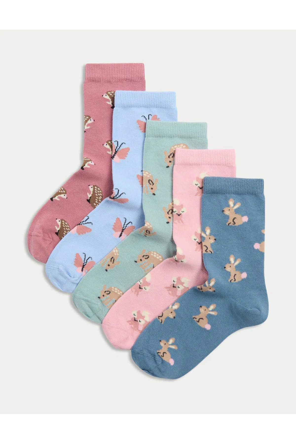 Set of 5 Cotton Animal Patterned Socks (MULTİ)