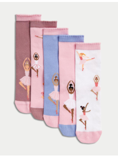 5-Pack Ballerina Patterned Socks