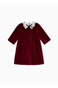 Burgundy Antonella Velvet Girl Dress