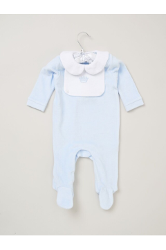 Blue - Rock-A-Bye Baby Boutique Blue Velor All-In-One Sleepsuit