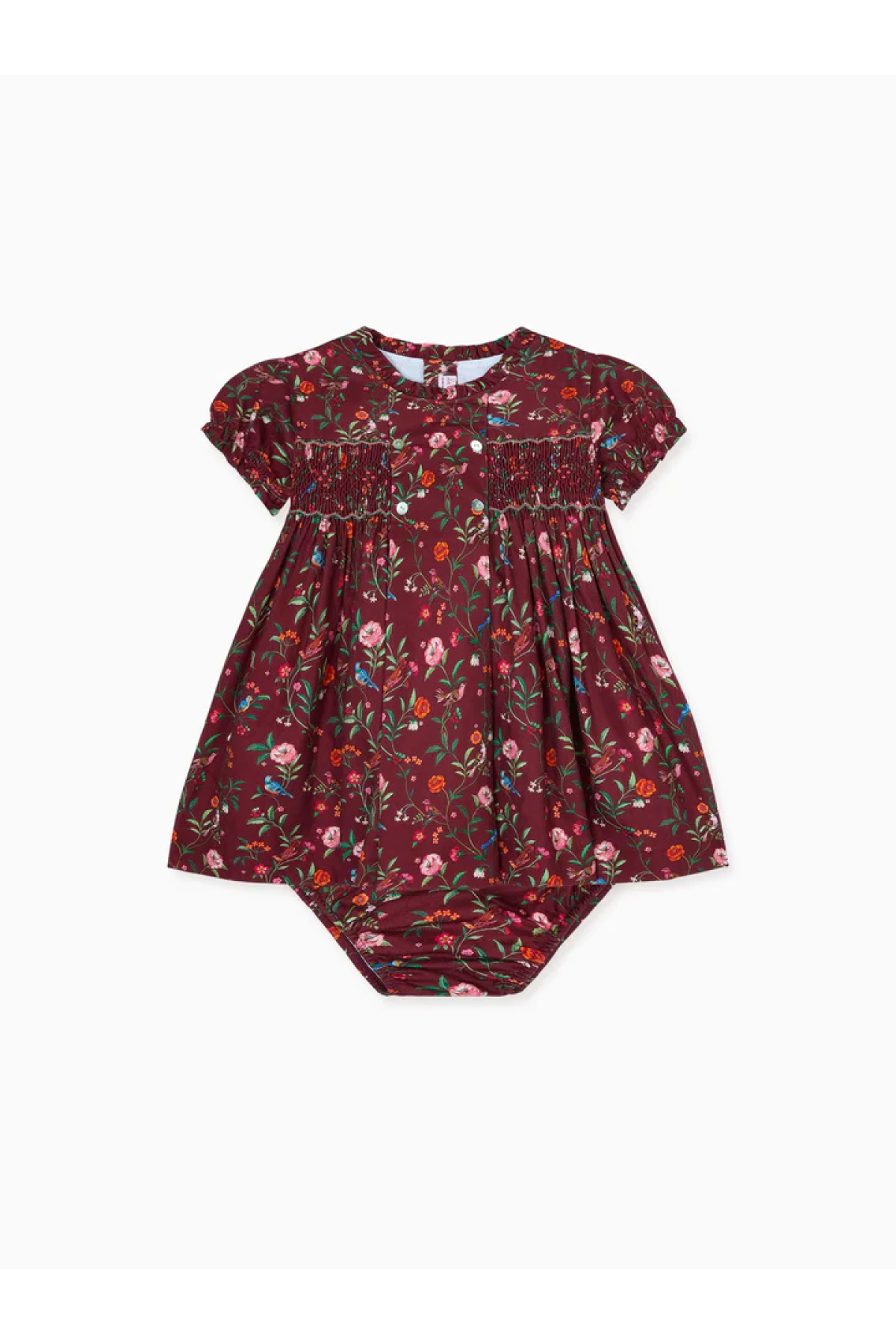 Burgundy Floral Carla Baby Girl Hand-Smocked Set